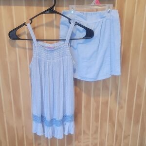 Evsie Light Blue Textured Tank Top With Matching Skort.